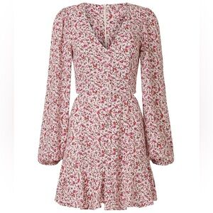 AFRM Monna SIZE XS mini dress pink floral print long sleeve rent the runway